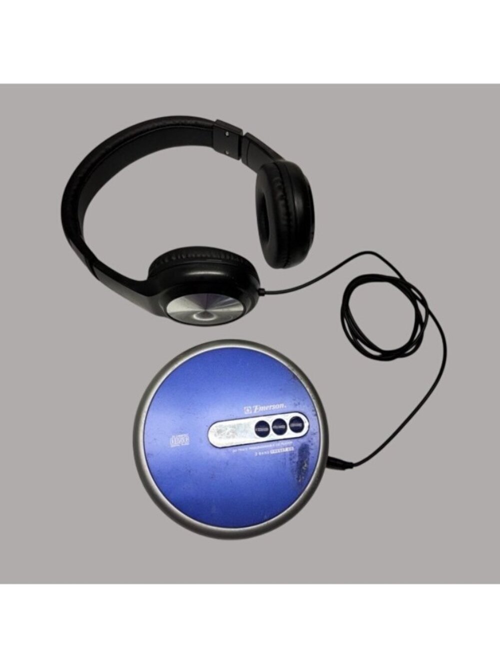 Emerson Portable CD Player Headphones AS IS (May Not Work) Blue/Silver Prop